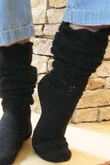 Pointelle Knit Slouch Socks Black /30=